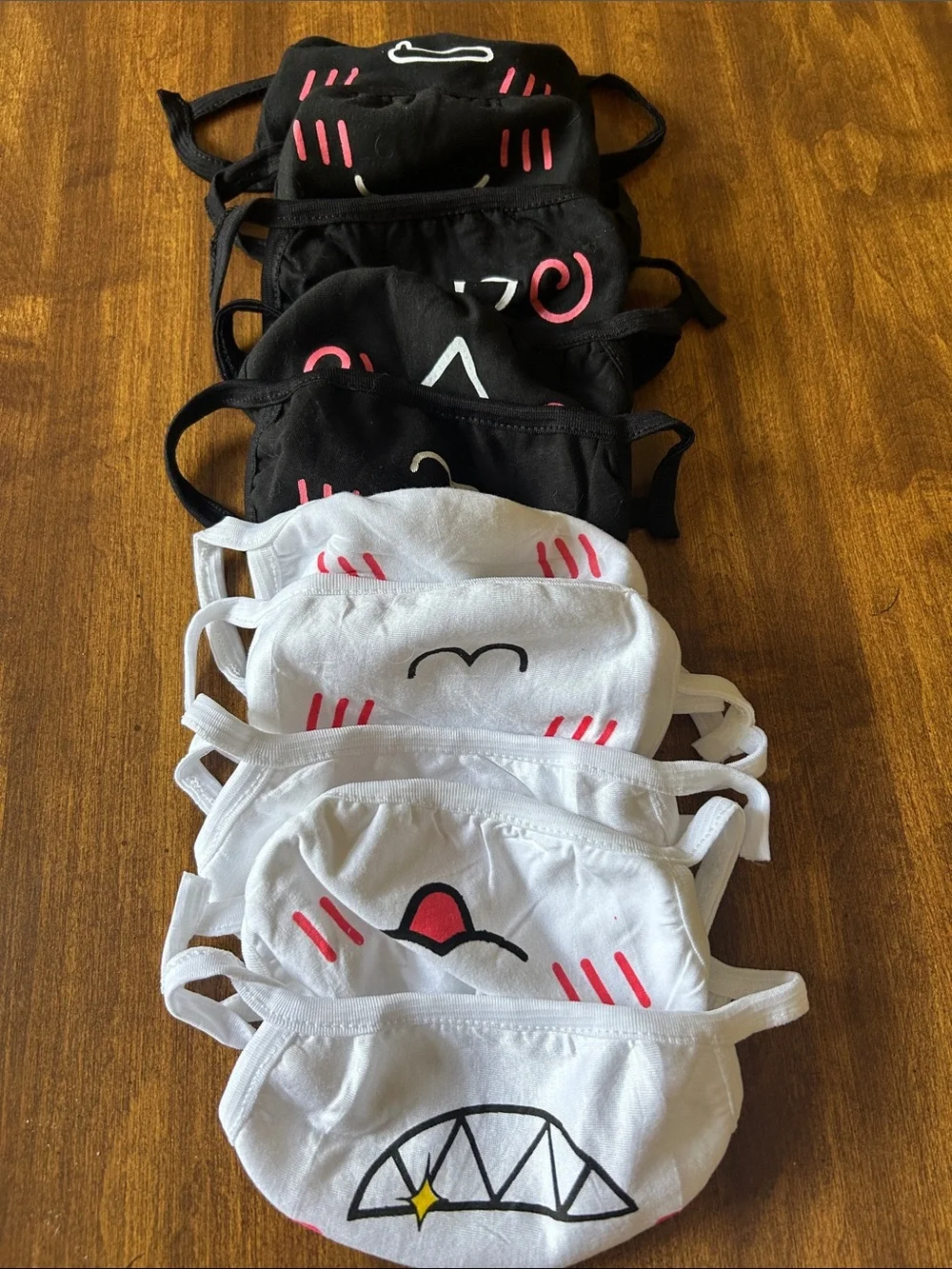 Kids Cute Character Cotton Face Masks - White and Black (Set) SKU0020